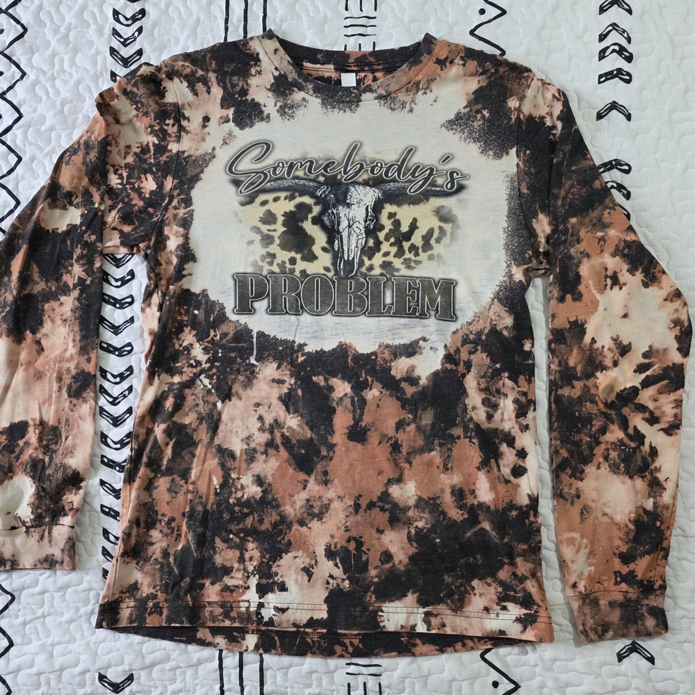 Bella Canvas Tie-Dye Long Sleeve Tee - Black and Brown